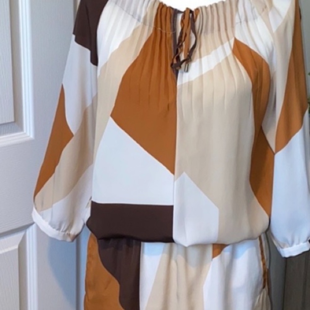 New York & Company Nude ColorBlock Dress